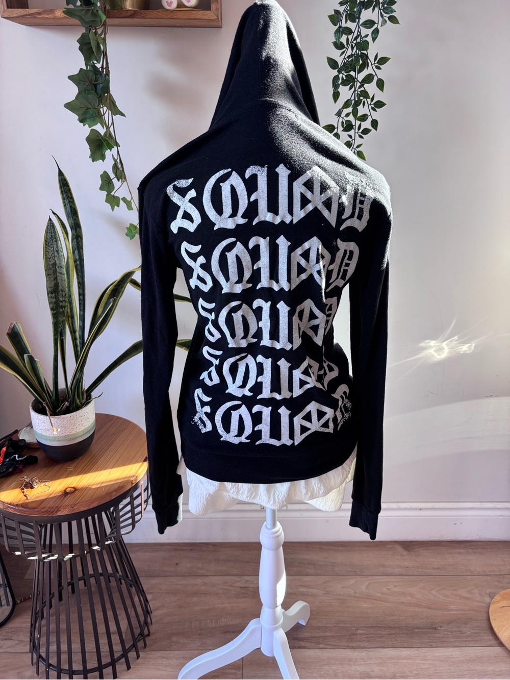 Element Black Hoodie with White Gothic 'SQUAD' Back Print